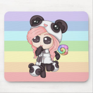 Niedliches Regenbogenanime-Panda-Mädchen Mousepad