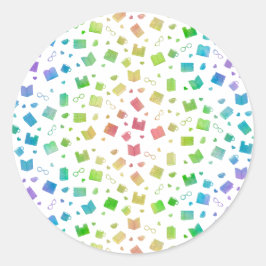Niedliches Regenbogenbuch und Lesemuster Runder Aufkleber