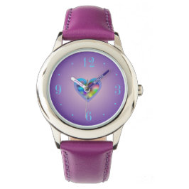 Niedliches Regenbogenfarbenes Herz > Kinderuhren Armbanduhr
