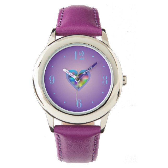 Niedliches Regenbogenfarbenes Herz > Kinderuhren Armbanduhr (Vorderseite)