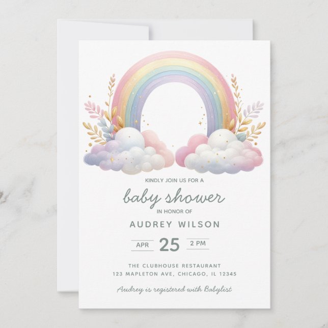 Niedliches Regenbogengeschlecht Neutrale Babydusch Einladung (Vorderseite)