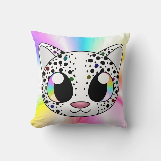 Niedliches Regenbogenleopardkissen Kissen (Vorderseite)