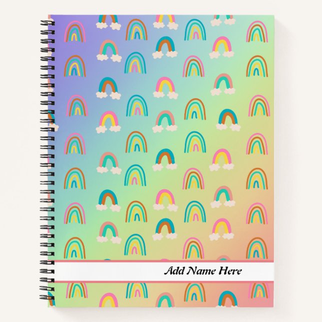 Niedliches Regenbogenmuster - benutzerdefinierbare Notizbuch (Vorderseite)