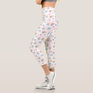 Niedliches Regenbogenmuster Capri Leggings