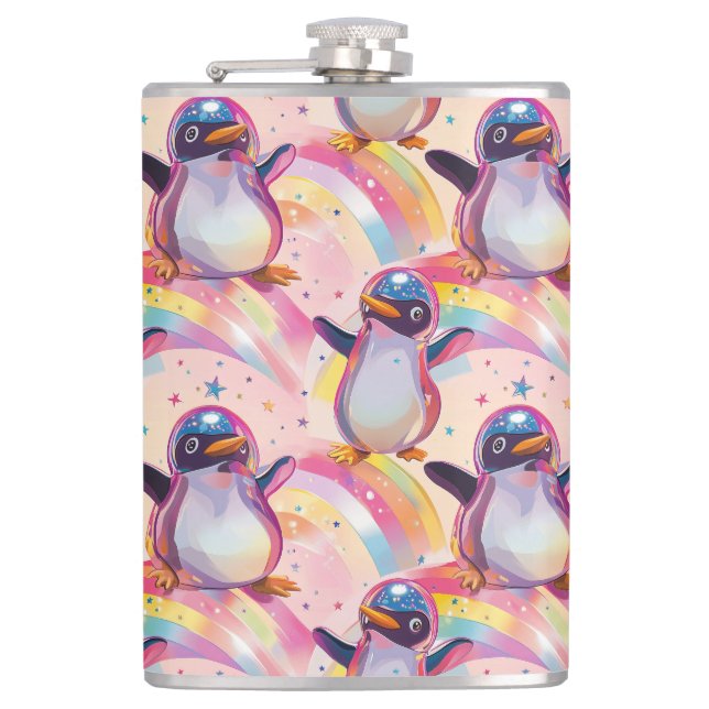 Niedliches Regenbogenmuster Flachmann (Vorderseite)