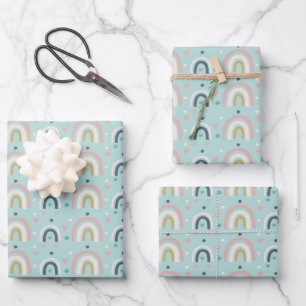 Niedliches Regenbogenmuster Geschenkpapier Set