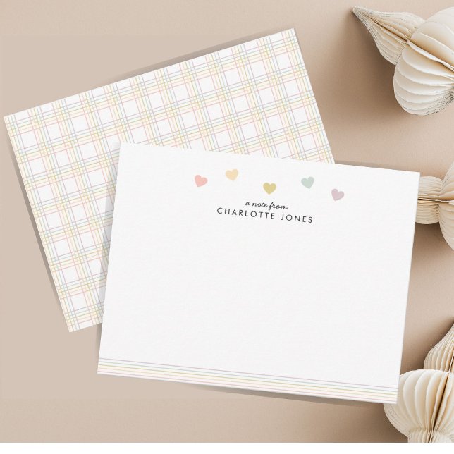 Niedliches Regenbogenmuster Herz Kids Stationery B Mitteilungskarte (Von Creator hochgeladen)