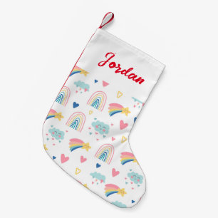 Niedliches Regenbogenmuster Kleiner Weihnachtsstrumpf