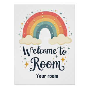Niedliches Regenbogentor-Zeichen für das Klassenzi Poster