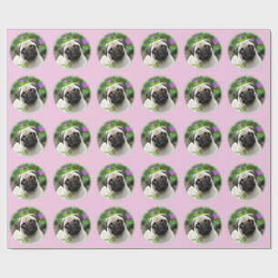 Niedliches rehbraunes Mops-Welpen-HundeFoto - Geschenkpapier