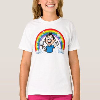 Niedliches Reinigungsmaskottchen Regenbogen Cartoo T-Shirt