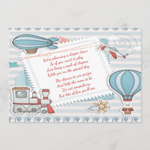 Niedliches Reisemagazin Baby Boy Dusche Diaper Einladung