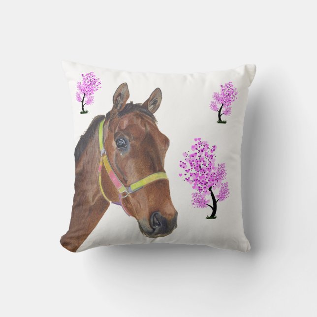 Niedliches Reiterthoroughbred-Pferdekissen Kissen (Vorderseite)