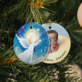 Niedliches Religiöses Guardian Angel Watercolor Fo Keramik Ornament