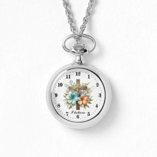 Niedliches religiöses Kreuz Armbanduhr