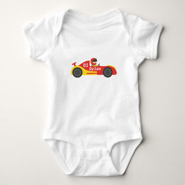 Niedliches Rennfahrzeug für Jungen Baby Strampler (Vorderseite)