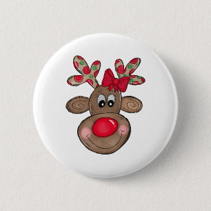 Niedliches Rentier Frohe Weihnachtsoutfit Girls Ki Button