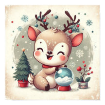 Niedliches Rentier mit Snowglobe Kinder im Zimmer 