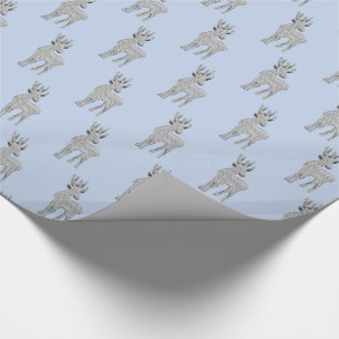 Niedliches Rentier-Muster Modernes Blaues Weihnach Geschenkpapier