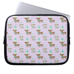 Niedliches Rentier- und Bunnies Holiday Art Muster Laptopschutzhülle