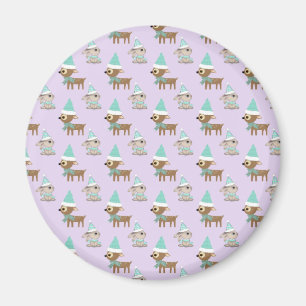 Niedliches Rentier- und Bunnies Holiday Art Muster Magnet