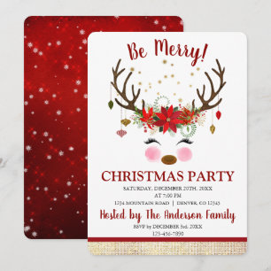 Niedliches Rentier Weihnachtsfest Abendessen Party Einladung
