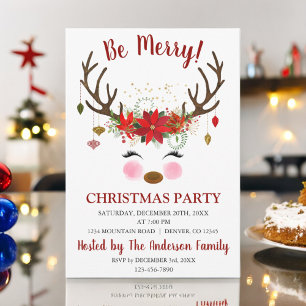 Niedliches Rentier Weihnachtsfest Abendessen Party Einladung