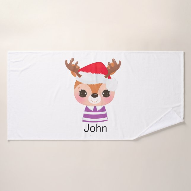 Niedliches Rentier Weihnachtsfest Badehandtuch (Badehandtuch)