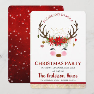 Niedliches Rentier Weihnachtsfest Party Einladung