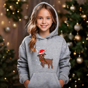 Niedliches Rentier Zeichnend mit Schneeflocken Wei Hoodie