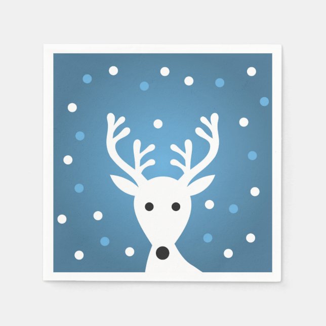 Niedliches Rentierblauer Weihnachtsbuch Napkin Serviette (Vorderseite)