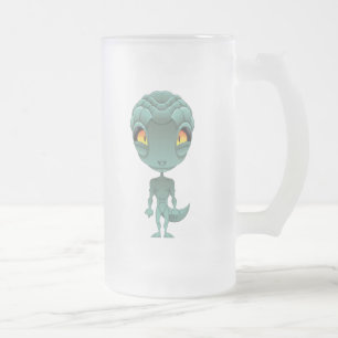 Niedliches Reptilian-alien Mattglas Bierglas