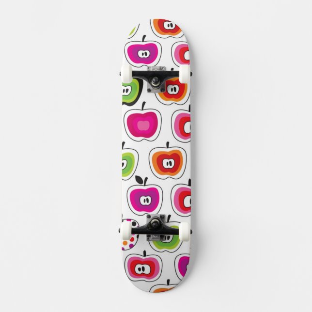 Niedliches retro Apfelmuster Skateboard (Vorderseite)