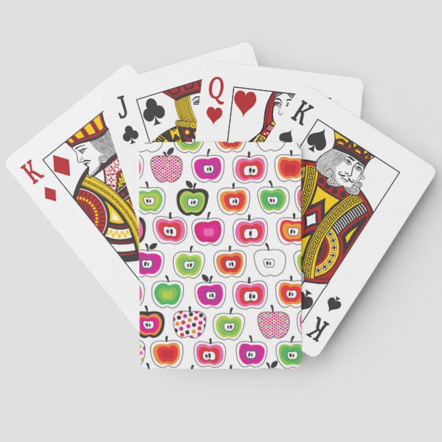 Niedliches retro Apfelmuster Spielkarten (Rückseite)