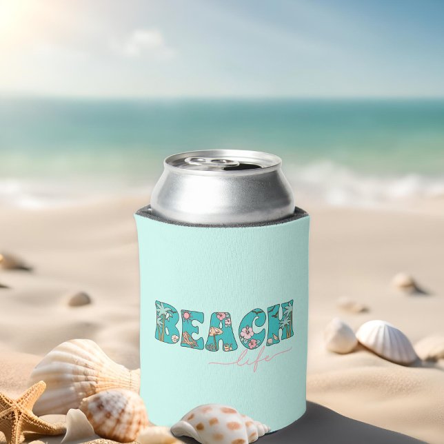 Niedliches Retro Beach Life Dosenkühler (Keep your beverage cool with this whimsical can cooler.)
