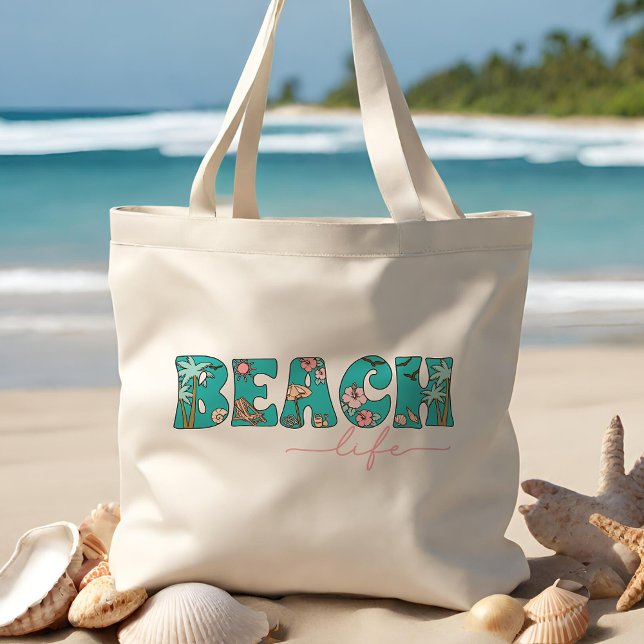 Niedliches Retro Beach Life Tragetasche (The perfect tote for a day at the beach!)