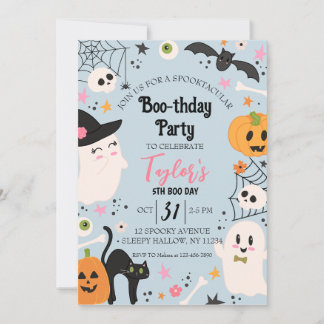 Niedliches Retro-Birthday-Halloween-Party Einladung