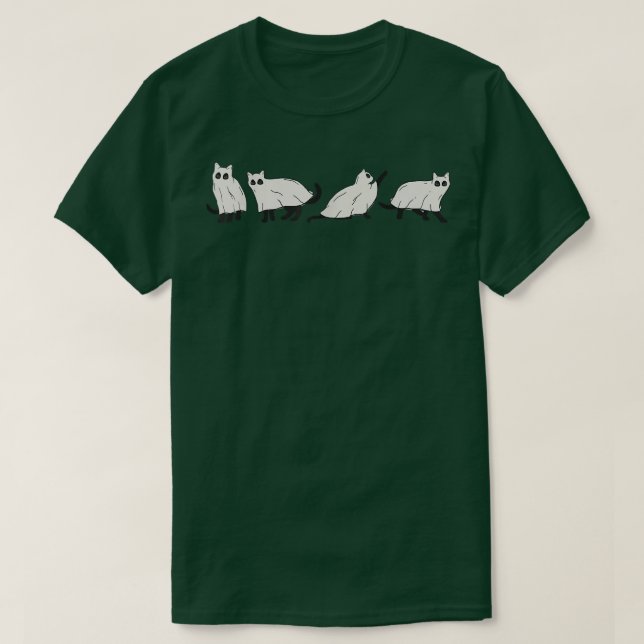 Niedliches Retro-Black-Cat-Ghost-Fall Halloween T-Shirt (Design vorne)