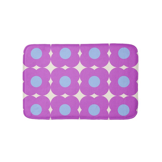 Niedliches Retro Blume Muster Lila Mid Mod Badematte (Vorderseite)