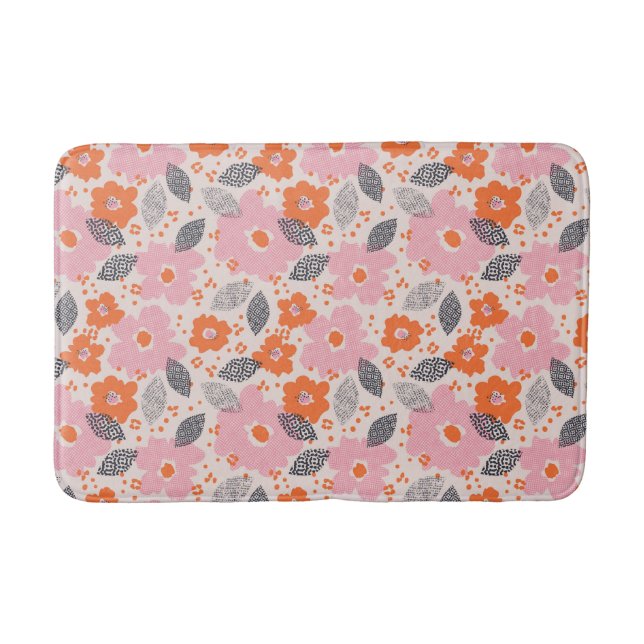 Niedliches Retro Blumenmuster Badematte (Vorderseite)