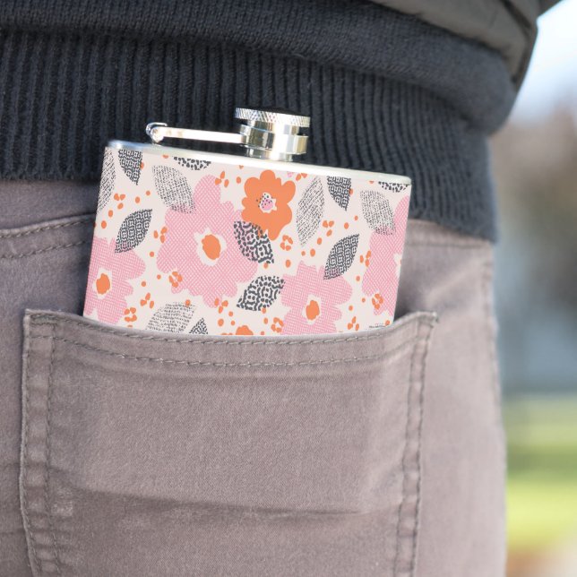 Niedliches Retro Blumenmuster Flachmann (Beispiel)