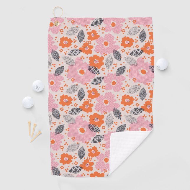 Niedliches Retro Blumenmuster Golfhandtuch (Insitu)
