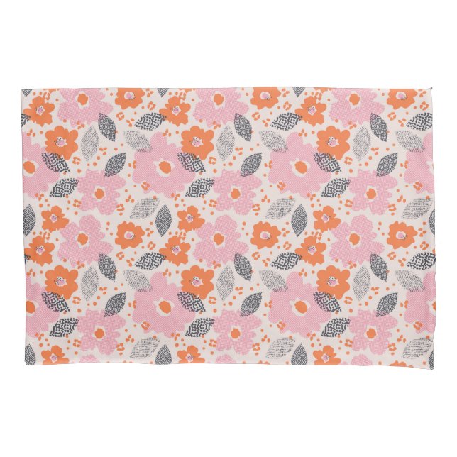 Niedliches Retro Blumenmuster Kissenbezug (Vorderseite-Links)