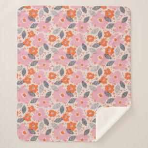 Niedliches Retro Blumenmuster Sherpadecke