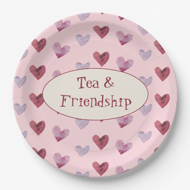 Niedliches Retro Boho Valentine's Day Ladys Tea Pa Pappteller (Vorderseite)