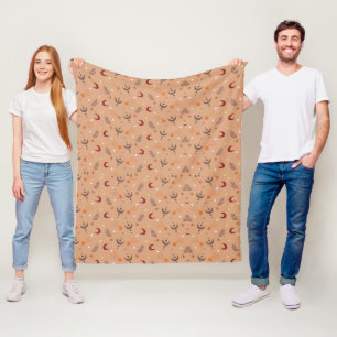 Niedliches Retro Brown Boho Whimsisches Muster Fleecedecke
