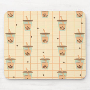 Niedliches Retro Bubble Milk Tee Muster Grid Desig Mousepad