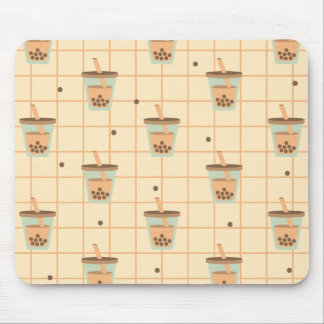 Niedliches Retro Bubble Milk Tee Muster Grid Desig Mousepad