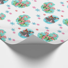 Niedliches Retro Candy Cane Weihnachtswrapping Pap Geschenkpapier
