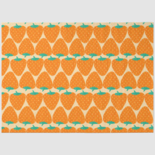 Niedliches Retro-Erdbeermuster in Orange und Green Seidenpapier